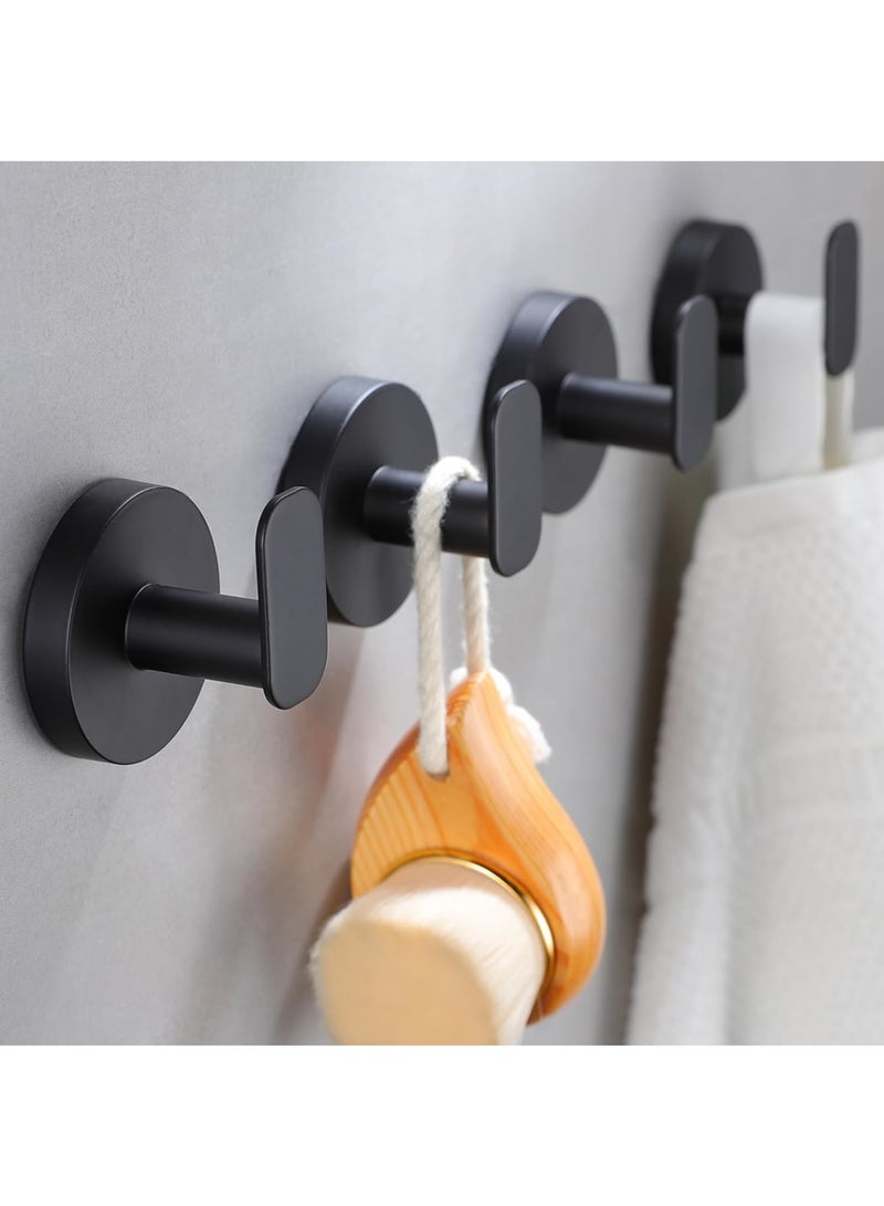Cobest 4 Pack Wall Hooks Heavy Duty, Adhesive Hooks, Coat Hooks Wall Hooks Stick on Bathroom, Nail Free Utility Hooks for Kitchen, Closet, Cabinet, Toilet, Ceiling, Door, Matte Black - Image 1