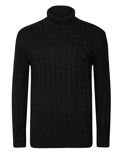 FELIX HARDY Cable Knit Turtleneck Pullover