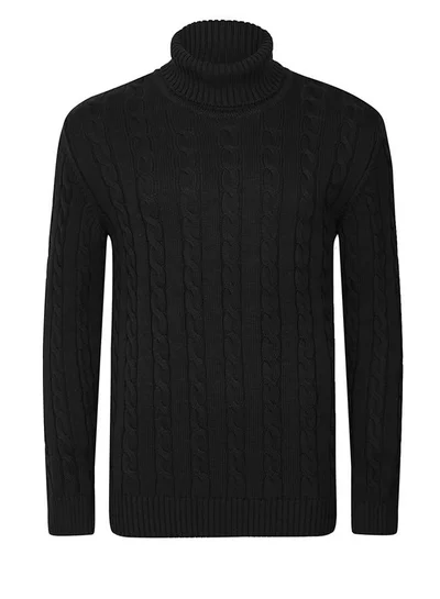 FELIX HARDY Cable Knit Turtleneck Pullover