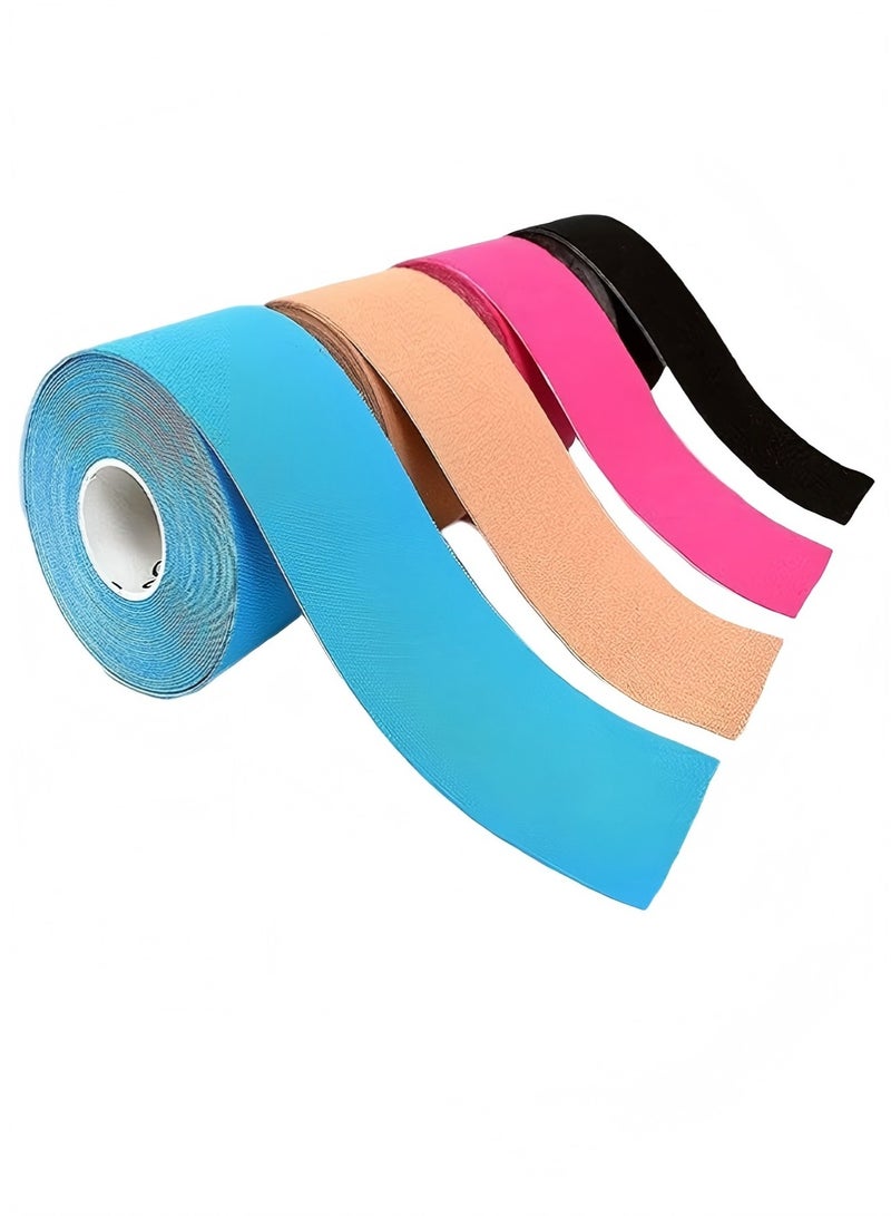 يي تشوان 4 لفات مقاومة للماء التنفس شريط حركي، رياضي مرن الركبة العضلات تخفيف آلام الركبة الركبة للرياضة اللياقة البدنية الجري كرة المضرب السباحة (أسود، جلدي، وردي، أزرق فاتح) - Image 2