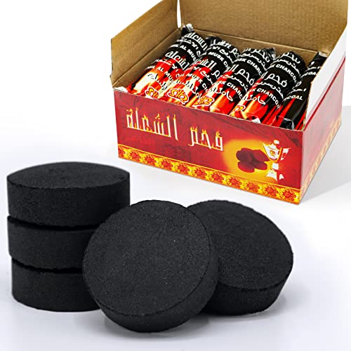 MEKER Quick Light Charcoal Briquettes, Charcoal Disk Lights, 33 mm Nature Coal Disks, Instant Fire Coal Tablet, Charcoal Burner (100Pcs) - Image 1