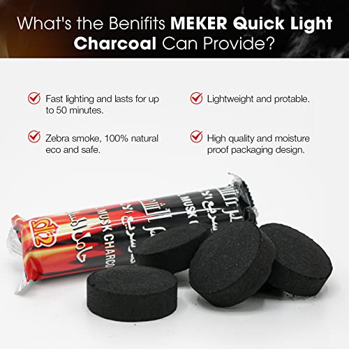 MEKER Quick Light Charcoal Briquettes, Charcoal Disk Lights, 33 mm Nature Coal Disks, Instant Fire Coal Tablet, Charcoal Burner (100Pcs) - Image 4