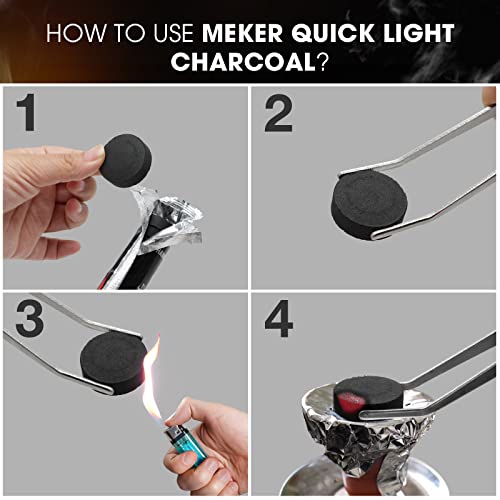 MEKER Quick Light Charcoal Briquettes, Charcoal Disk Lights, 33 mm Nature Coal Disks, Instant Fire Coal Tablet, Charcoal Burner (100Pcs) - Image 5