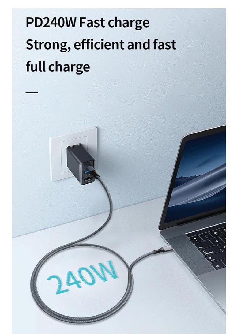 PD fast charging cable - data cord - USB C to Type C - USB 4 - 4G - Thunderbolt 4 - i-Marker chip - 40Gbps - 8K @120Hz - 48V/5A - 240W - 1 meter - Gray - Image 5