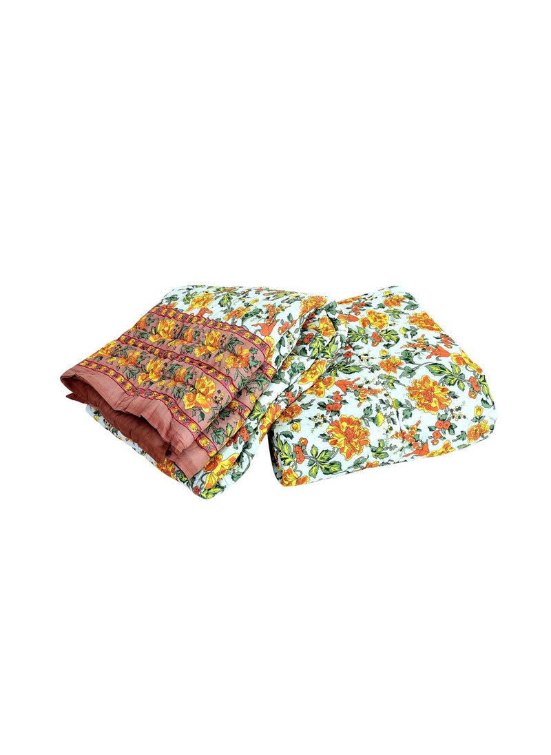 SIBLEY SIBLEY 220 TC Cotton Single Bed RazaiQuilt Hand Stiched Jaipuri rajai Set of 2 Beige 85X55 INCH  - Image 2