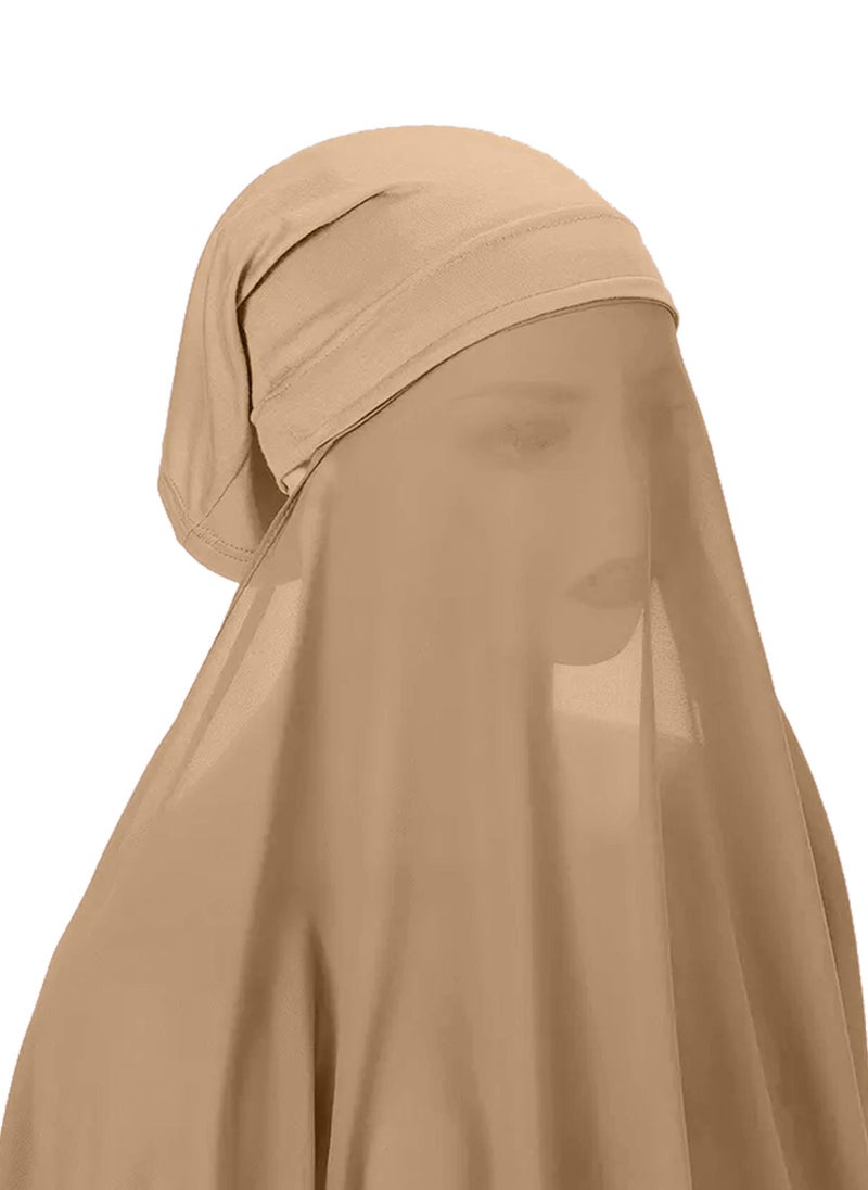 NUKHBAA Instant Hijab Wrap,Pullover Head Scarf with Tube Undercap Pale Taupe color Hijab-HC2  - Image 3