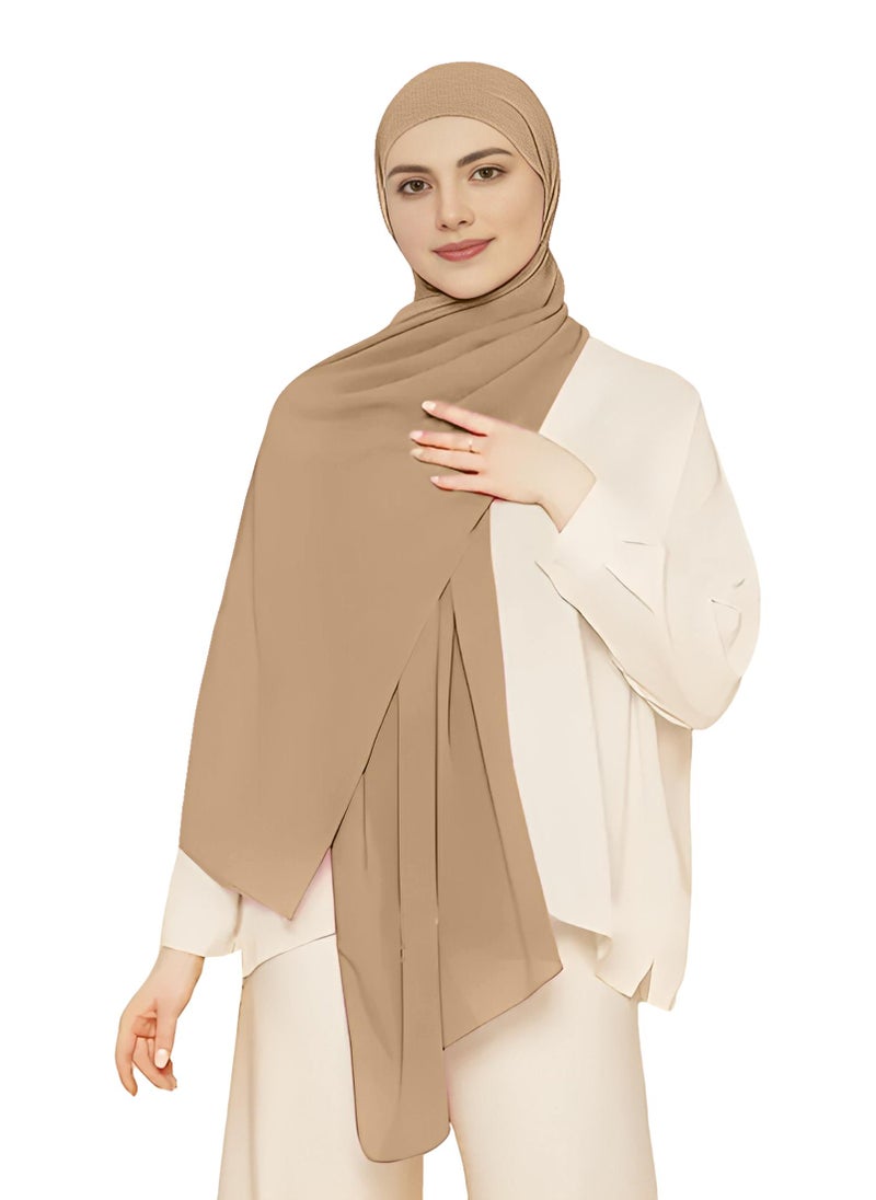 NUKHBAA Instant Hijab Wrap,Pullover Head Scarf with Tube Undercap Pale Taupe color Hijab-HC2  - Image 4