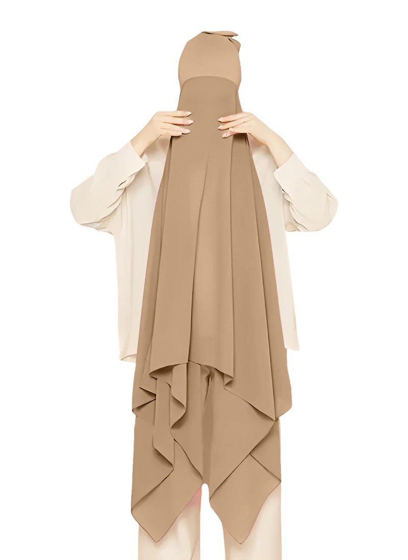 NUKHBAA Instant Hijab Wrap,Pullover Head Scarf with Tube Undercap Pale Taupe color Hijab-HC2  - Image 2