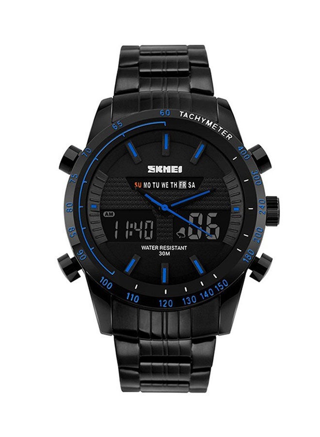 men Sports Stainless Steel Analog  Digital Watch WT-SK-1131-BL - 48 mm - Black - Image 1