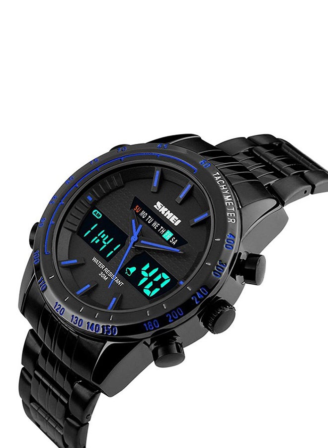 men Sports Stainless Steel Analog  Digital Watch WT-SK-1131-BL - 48 mm - Black - Image 2