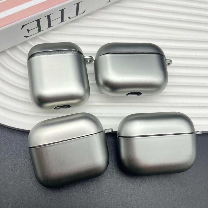 ELVRLA Earphone Case for AirPods Pro, Cool Plated Silver Case Soft TPU Silicone Case, Solid Color Silver AirPods Pro Cover Protective Case Skin Protector for Earbuds +Carabiner-Glossy Surface - Image 4