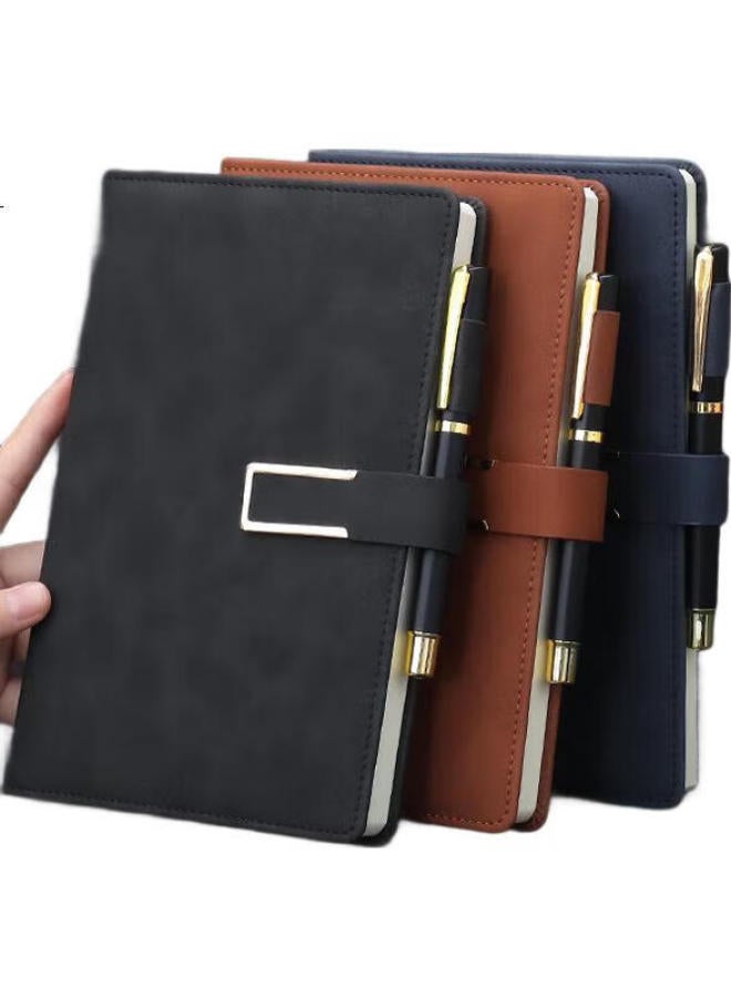 Longe [3-Pack] Business Notebook Sheepskin Leather A5 Buckle Notepad Thick Notebook Stationery Diary Office Meeting Record Book Customizable Logo - Image 1