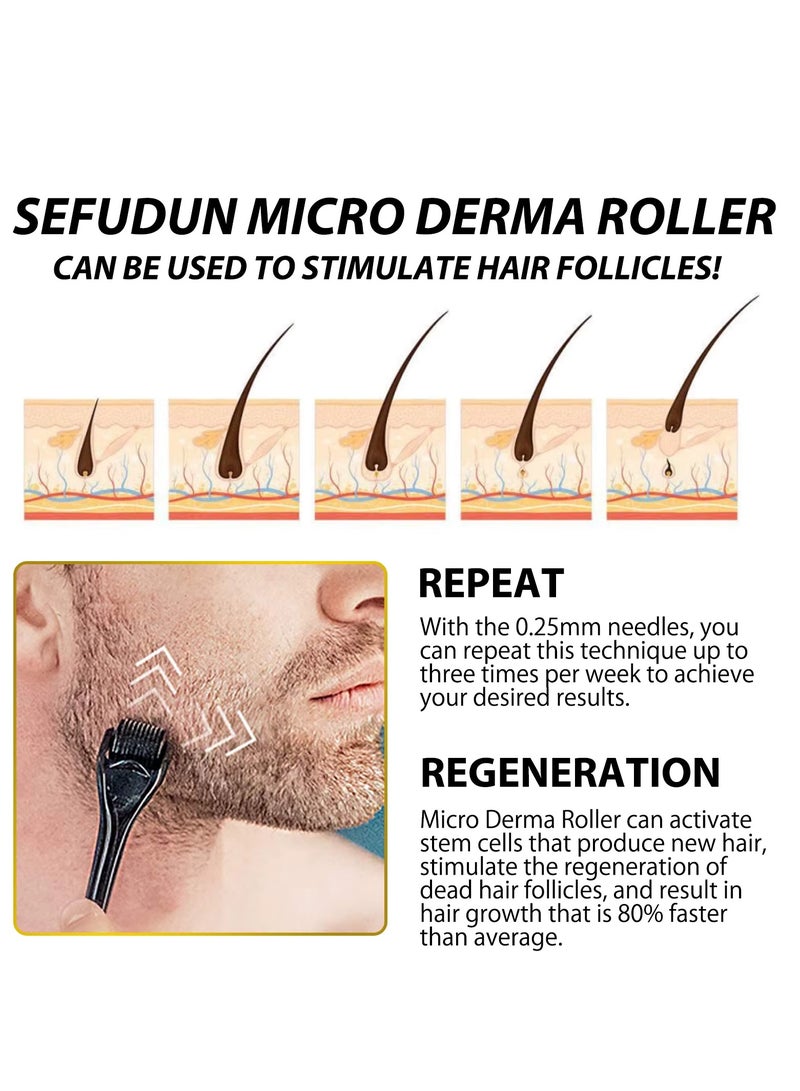 ALIVER Beard Growth Kit with Beard Growth Oil Beard Balm and Beard Roller for Men care Beard Trimming Kit with Comb Beard Growth Serum with Microneedle Roller Beard Regrowth Beard Grooming Kit  - Image 3