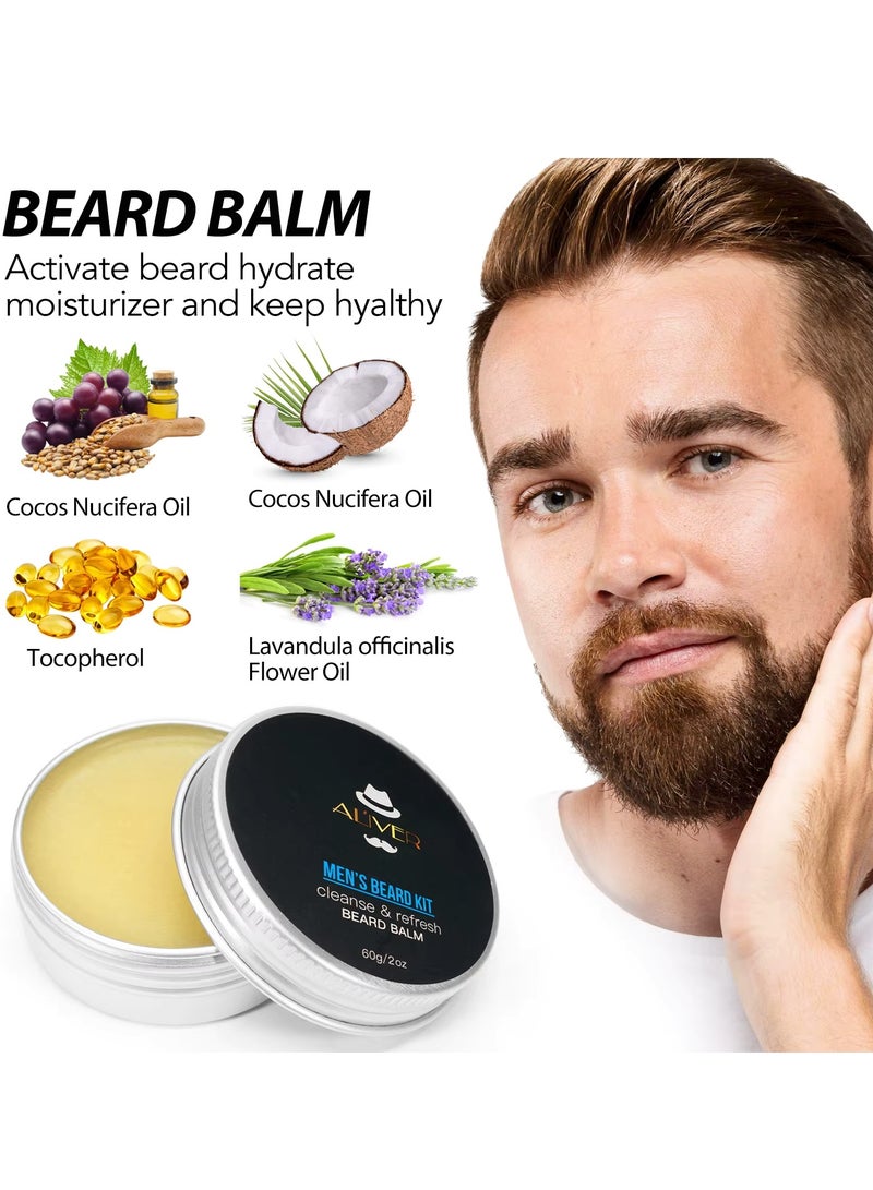ALIVER Beard Growth Kit with Beard Growth Oil Beard Balm and Beard Roller for Men care Beard Trimming Kit with Comb Beard Growth Serum with Microneedle Roller Beard Regrowth Beard Grooming Kit  - Image 4