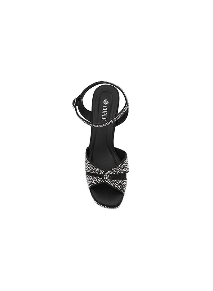 Cuple Black Cuple Embellished Ankle Strap Platform Heels for Women | Best Price UAE