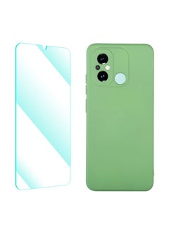 HuHa Case Cover For Xiaomi Poco C55 / Redmi 12C ENKAY Liquid Silicone Phone Case with Tempered Film Light Green 