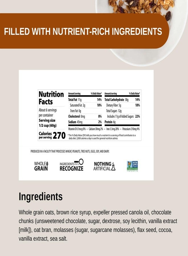 Erin Baker's Homestyle Granola Cereal with Ancient Grains, Double Chocolate - Made from Natural Ingredients, Source of Plant-Based Protein - Vegan Friendly, Non-GMO, 12oz Bags, 6-Pack - Image 2