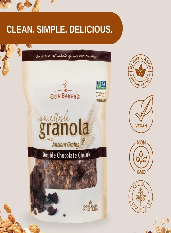 Erin Baker's Homestyle Granola Cereal with Ancient Grains, Double Chocolate - Made from Natural Ingredients, Source of Plant-Based Protein - Vegan Friendly, Non-GMO, 12oz Bags, 6-Pack - Image 3