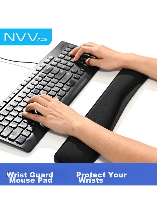 Nvv Keyboard Handrest, Extended Keyboard Wrist Pad, Comfortable Wrist Support For Computer Office, Ergonomic Wrist Rest For Gaming, M9 Black - Image 1