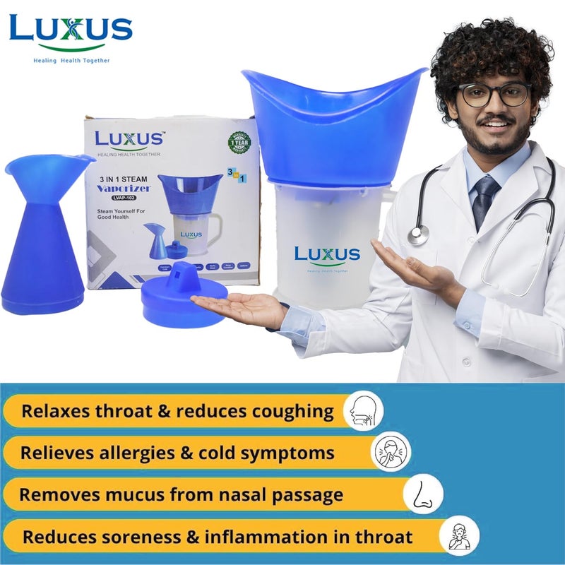 LUXUS بخار Luxus LVAP-102 3 في 1 لنزلات البرد والسعال، جهاز بخار للسعال، البرد والوجه، جهاز استنشاق بخار وبخاخات للبالغين - Image 5
