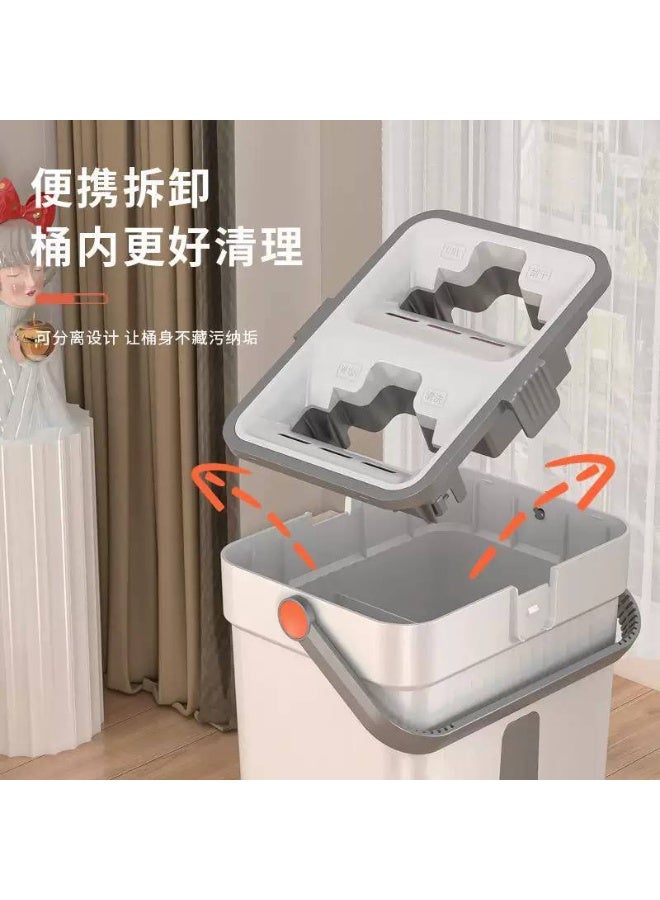 Mop and Bucket Set with Wringer, Flat Floor Mop with 2 Microfiber Pads, Hands-Free Floor Cleaning, for All Floor and Window Types - Image 2