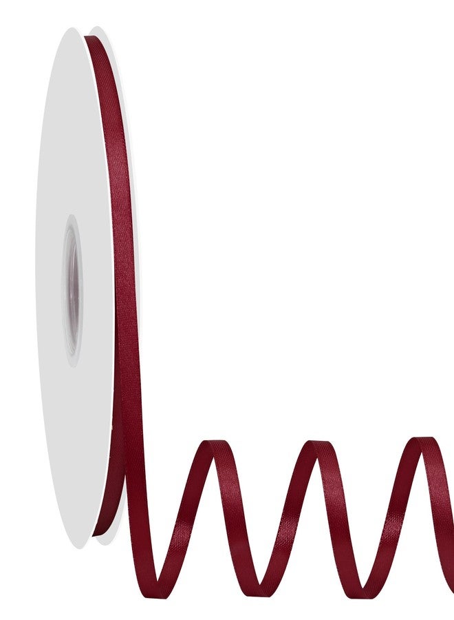 Simplegoal Double Face Burgundy Satin Ribbon 1/4 Inch X 100 Yards Polyester Burgundy Ribbons for Gift Wrapping Fabric Ribbon for Crafts Flower Bouquet Sewing Arts Wedding Party Decoration - Image 1