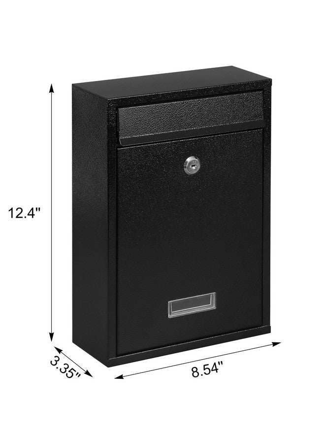 KYODOLED Key Lock MailBoxes for Outside, Locking Wall Mount Mailbox, Security Key Drop Box for Letters Newspapers, Cards, 12.4H x 8.54L x 3.35W Inches, Black - Image 3