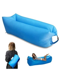 Huitich Portable Inflatable Air Sofa for Outdoor Camping, Travel & Beach Lounging Blue  - Image 4