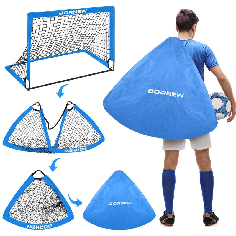 BORNEW Kids Soccer Goal for Backyard Set - 2 Set of 6X4 / 4X3 ft Toddler Soccer Nets Training Equipment, Soccer Ball, Pop Up Portable Soccer Set for Kids and Youth Games and Training Goals Ages 3-16 Gift - Image 4