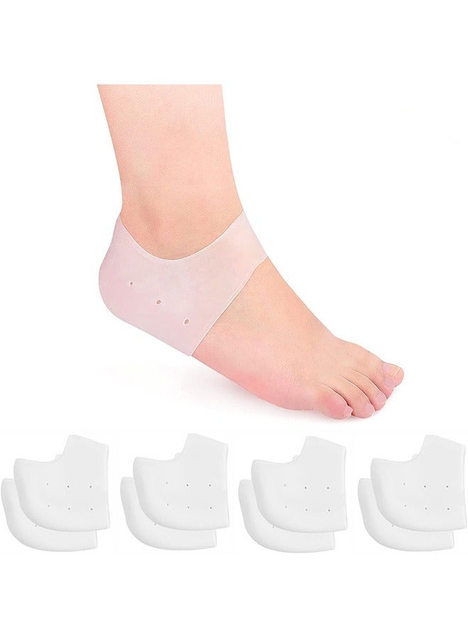 4 Pairs Heel Protectors Heel Cups for Heel Pain Unisex Fit Gel Heel Pads Plantar Fasciitis Inserts Heel Cushion Stocking Stuffers White - Image 1