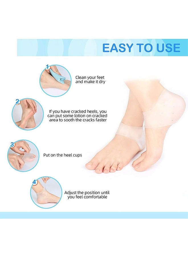 4 Pairs Heel Protectors Heel Cups for Heel Pain Unisex Fit Gel Heel Pads Plantar Fasciitis Inserts Heel Cushion Stocking Stuffers White - Image 5