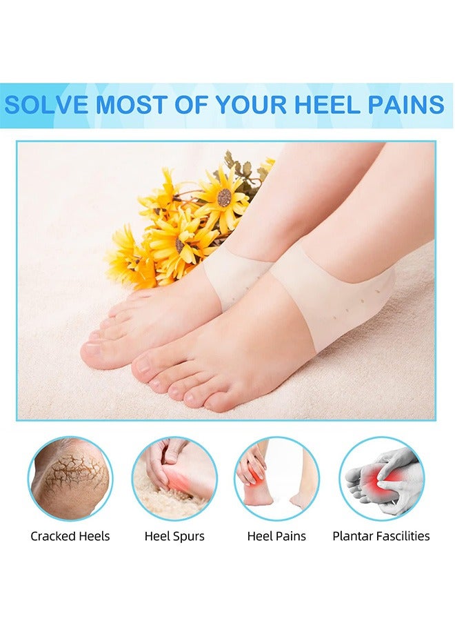4 Pairs Heel Protectors Heel Cups for Heel Pain Unisex Fit Gel Heel Pads Plantar Fasciitis Inserts Heel Cushion Stocking Stuffers White - Image 2