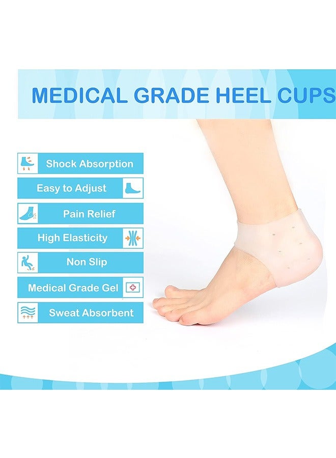 4 Pairs Heel Protectors Heel Cups for Heel Pain Unisex Fit Gel Heel Pads Plantar Fasciitis Inserts Heel Cushion Stocking Stuffers White - Image 4