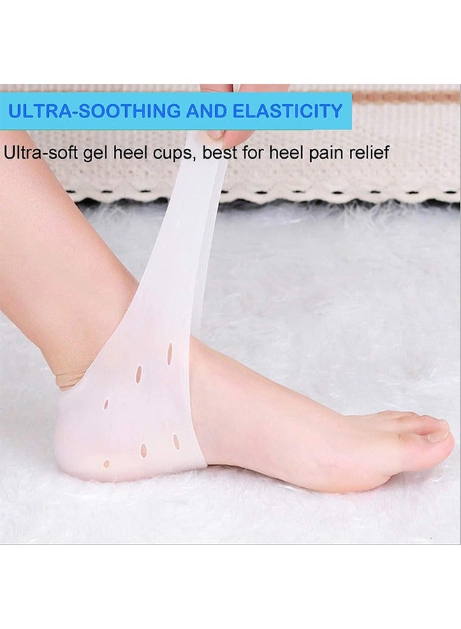 4 Pairs Heel Protectors Heel Cups for Heel Pain Unisex Fit Gel Heel Pads Plantar Fasciitis Inserts Heel Cushion Stocking Stuffers White - Image 3