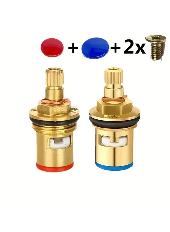 1 Set 6pcs Ceramic Brass Faucet Cartridge Cold Hot Water Replacement For Bathroom Kitchen - Image 2
