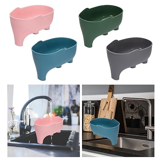 SHOPECOM Creative Cute Soap Dish, Drain Soap Tray Elephant Shaped Soap Holder Soap Rack for Bathroom Multifunctional Soap Storage Rack Kitchen Dining & Bar Fruit Dish Multicolour (Pack of 1) - Image 5