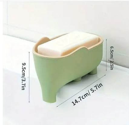 SHOPECOM Creative Cute Soap Dish, Drain Soap Tray Elephant Shaped Soap Holder Soap Rack for Bathroom Multifunctional Soap Storage Rack Kitchen Dining & Bar Fruit Dish Multicolour (Pack of 1) - Image 3