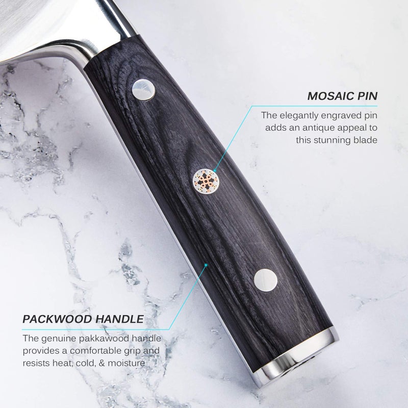 KYOKU Samurai Series - 7" Cleaver Knife - Full Tang - Japanese High Carbon Steel Kitchen Knives - Pakkawood Handle with Mosaic Pin - with Sheath & Case - Image 4