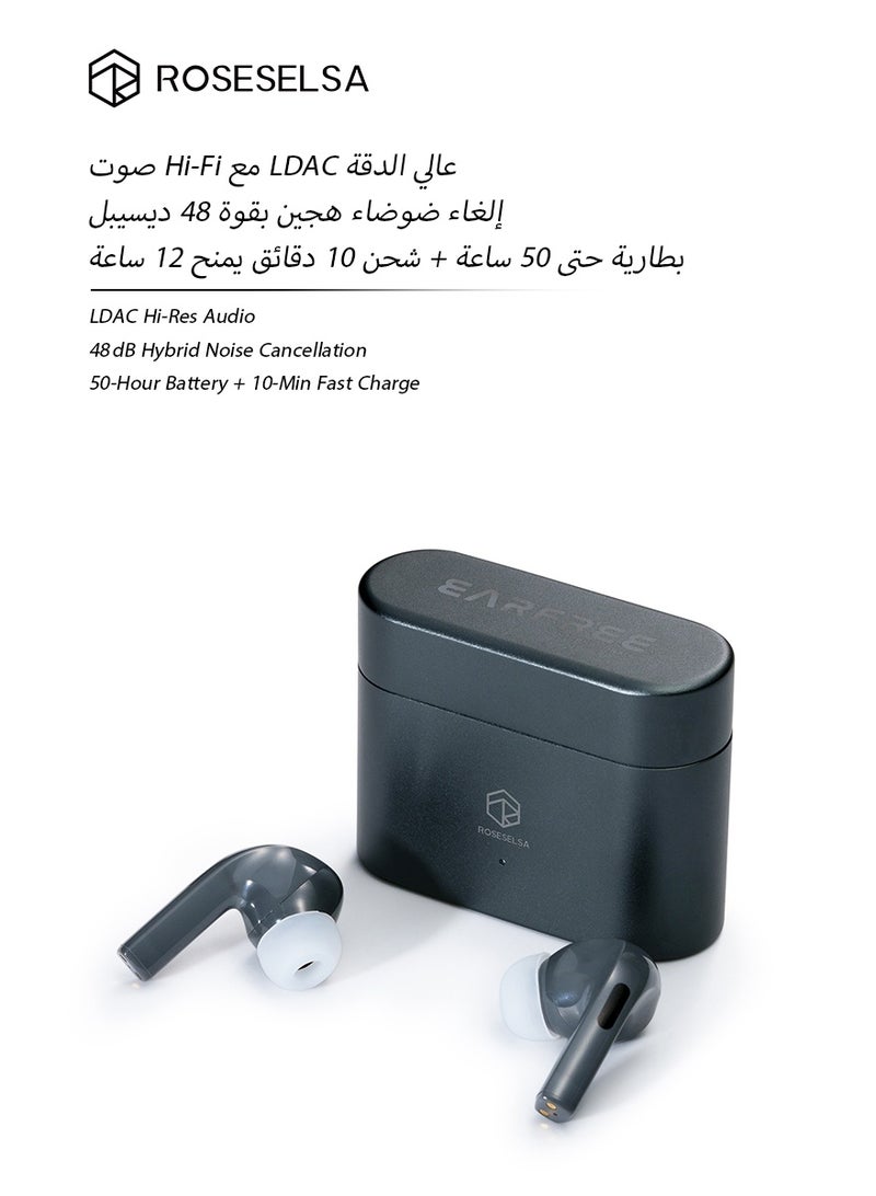 ROSESELSA Earfree i5 true wireless earbuds， Earbuds with Noise Cancellation, TWS Bluetooth Earphones, 48dB ANC Earbuds, 50H Battery, 54ms Gaming Earbuds, Airbuds, In Ear Earbuds, Aluminum Case, LDAC Hi-Res - Image 1