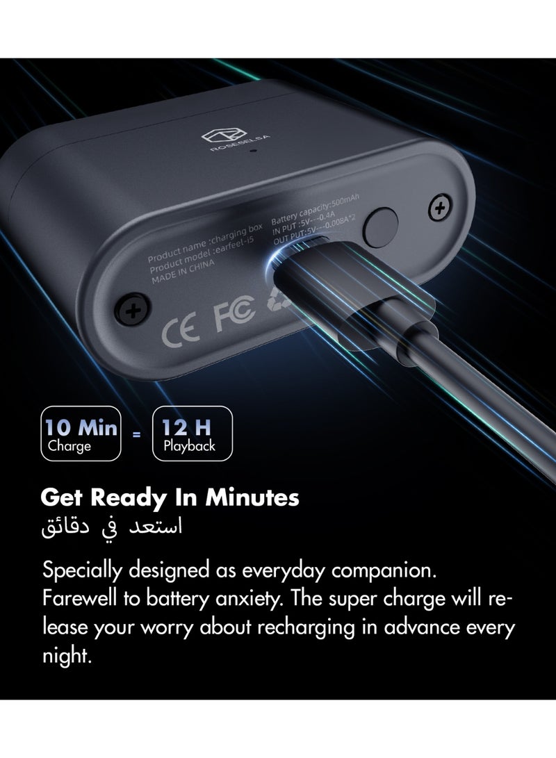 ROSESELSA Earfree i5/EARFREE i5 LDAC Hi-Res Wireless Earbuds, 48dB Hybrid ANC, Premium Aluminum Case, 4-Mic Clear Calls, Bluetooth 5.3 Earphones, 50H Playtime - Image 4