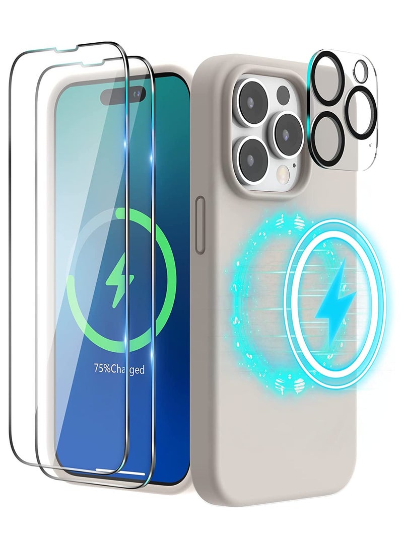 حافظة مغناطيسية مصممة لجهاز iPhone 14 Pro Max بحجم 6.7 بوصة (2022)، متوافقة مع MagSafe، حافظة هاتف من السيليكون السائل لجهاز iPhone 14 Pro Max - Image 1