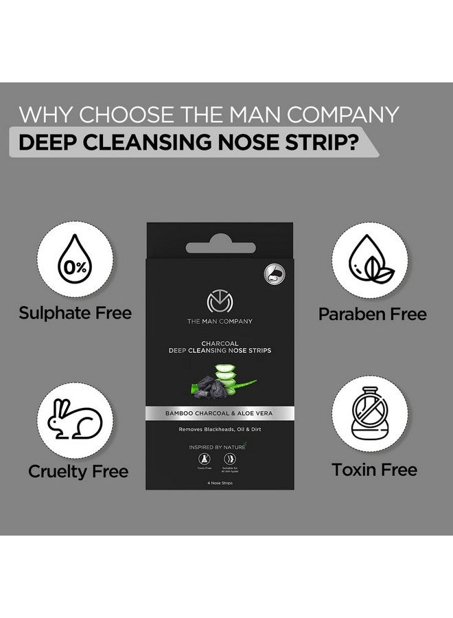 The Man Company Charcoal Nose Strips For Whitehead & Blackhead Removal | Pores Cleanser | With Natural Aloe Vera Extract | Improves Skin Texture - 4 Strips (Pack Of 2)  - Image 3