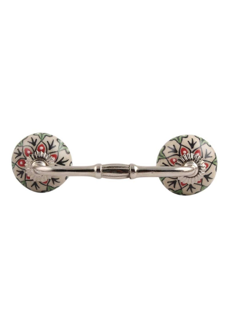 Indian-Shelf IndianShelf 1 Pack Ceramic Drawer Handles for Cabinets and Drawers Cream Dresser Pulls for Door Silver Hardware 8 Hole to Hole BH399CK1481 