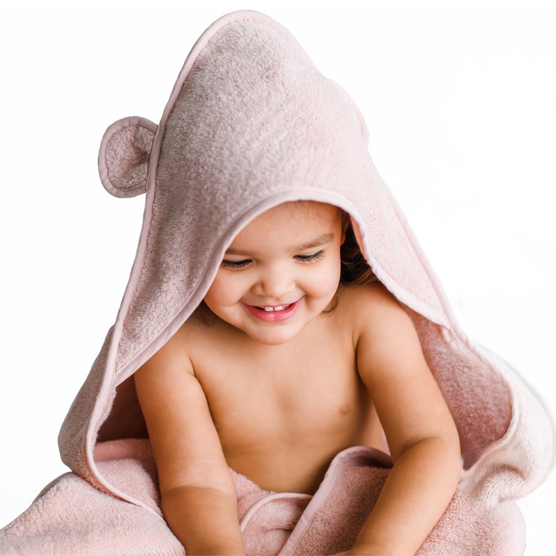Natemia Organic Hooded Baby Bath Towel - 100% Organic Cotton Bath Wrap for Newborns & Toddlers - Soft and Absorbent 450 GSM - Gentle on Sensitve Skin - Perfect Baby Shower Registry Gift - 35 x 35 in - Image 1