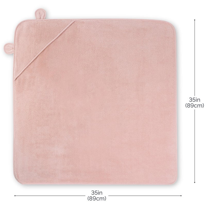 Natemia Organic Hooded Baby Bath Towel - 100% Organic Cotton Bath Wrap for Newborns & Toddlers - Soft and Absorbent 450 GSM - Gentle on Sensitve Skin - Perfect Baby Shower Registry Gift - 35 x 35 in - Image 4
