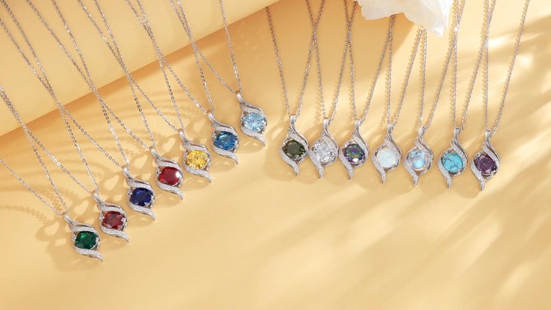 FANCIME March Birthstone Necklace for Women Round Aquamarine Necklace S925 Sterling Silver full Love Birthday Gifts for Mom Women, 16"+2" Inches - Image 5
