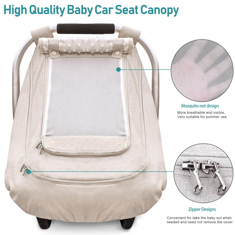 YVMVDV Waterproof Baby Car Seat Coverï¼ŒYVMVDV Patented Cold Weather Carseat Cover for Babies,Infant Car Seat Cover Canopy for Boy Girls, Keeps Babies Warm and Cozy (Beige) - Image 5