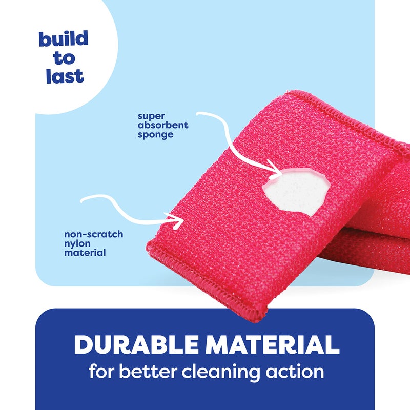 SCRUBIT Multi-Purpose Scouring Pad - Non-Scratch Cleaning Sponges for Pots, Pans, Dishes, Utensils & Non-Stick Cookware - Scrubbing Pads Use for Kitchen, Bathroom - 6 Pack Dish Sponge - (Colored) - Image 5