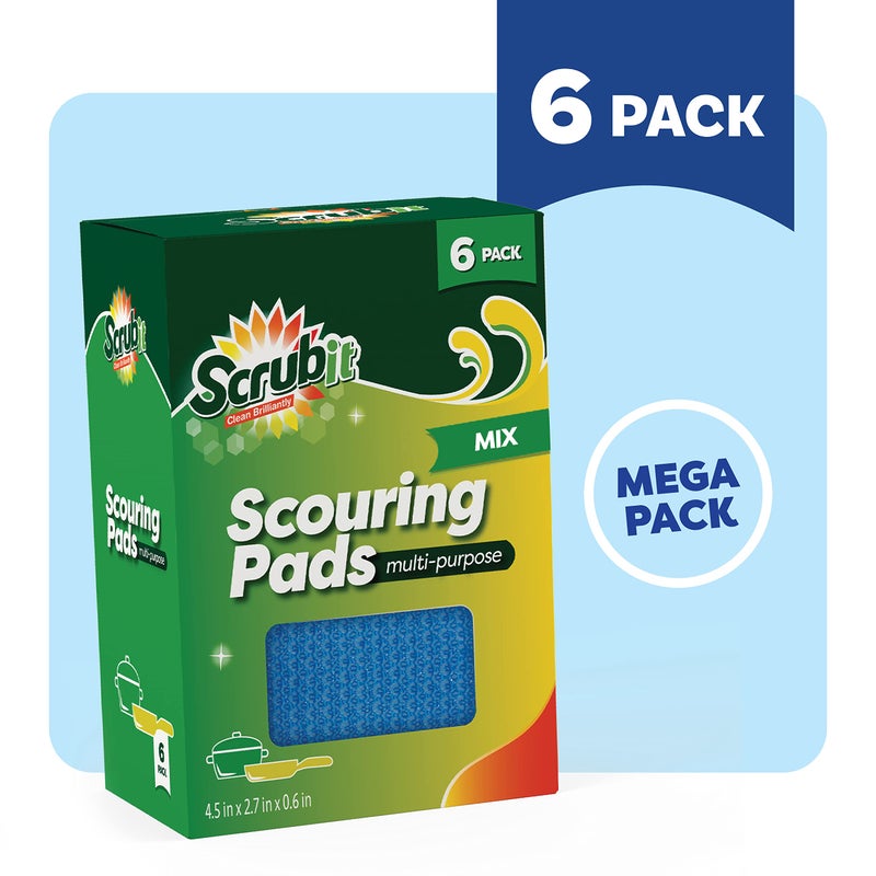 SCRUBIT Multi-Purpose Scouring Pad - Non-Scratch Cleaning Sponges for Pots, Pans, Dishes, Utensils & Non-Stick Cookware - Scrubbing Pads Use for Kitchen, Bathroom - 6 Pack Dish Sponge - (Colored) - Image 4