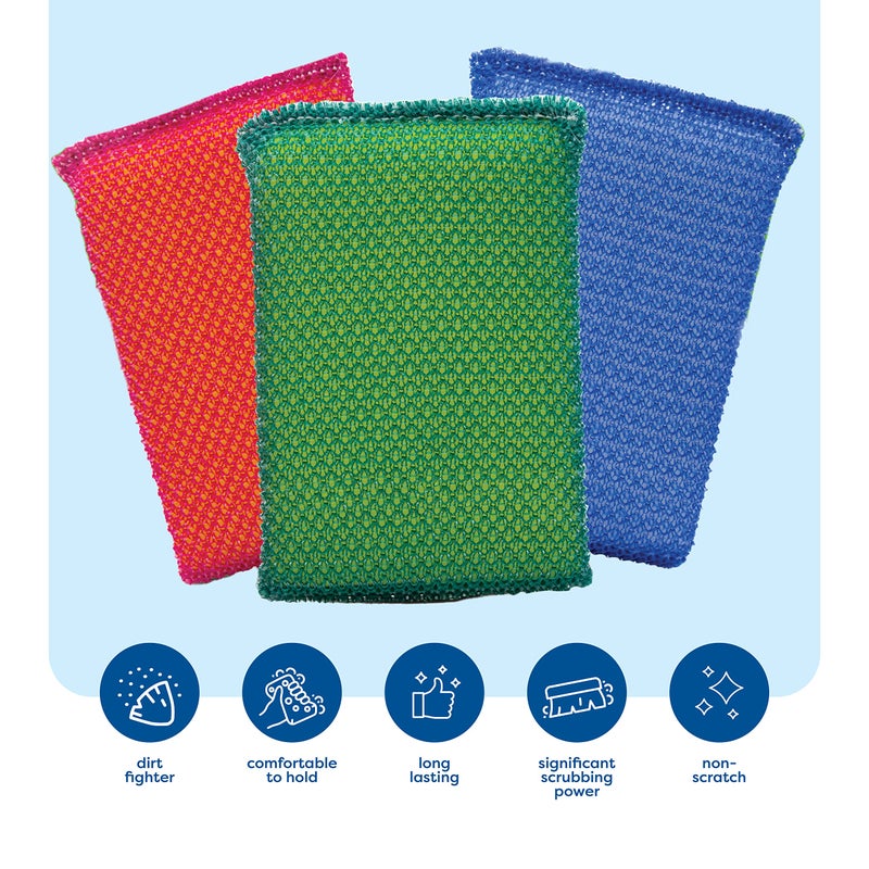 SCRUBIT Multi-Purpose Scouring Pad - Non-Scratch Cleaning Sponges for Pots, Pans, Dishes, Utensils & Non-Stick Cookware - Scrubbing Pads Use for Kitchen, Bathroom - 6 Pack Dish Sponge - (Colored) - Image 2